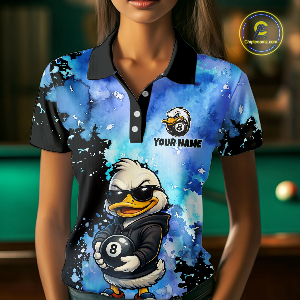 Custom Funny Duck Billiard Shirt for Women 8 Ball Billiard Team Jersey Pool Shirt Unisex BHT21