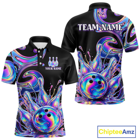 Custom Holographic Bowling Shirt Bowling Team Jersey for Men Polo & 1/4-Zip QZT1219