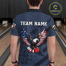 Load image into Gallery viewer, Custom American Flag Eagle Bowling Shirt for Men Polo &amp; Quarter-Zip Bowling Team Jersey QZT953