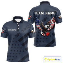 Load image into Gallery viewer, Custom American Flag Eagle Bowling Shirt for Men Polo &amp; Quarter-Zip Bowling Team Jersey QZT953