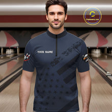 Load image into Gallery viewer, Custom American Flag Eagle Bowling Shirt for Men Polo &amp; Quarter-Zip Bowling Team Jersey QZT953