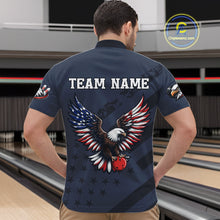 Load image into Gallery viewer, Custom American Flag Eagle Bowling Shirt for Men Polo &amp; Quarter-Zip Bowling Team Jersey QZT953
