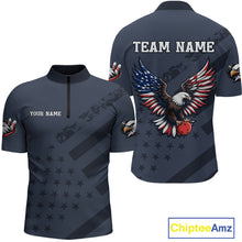 Load image into Gallery viewer, Custom American Flag Eagle Bowling Shirt for Men Polo &amp; Quarter-Zip Bowling Team Jersey QZT953