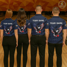 Load image into Gallery viewer, Custom American Flag Eagle Bowling Shirt for Men Polo &amp; Quarter-Zip Bowling Team Jersey QZT953