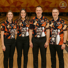 Load image into Gallery viewer, Black &amp; Orange Funny Mouse Bowling Team Shirt for Men Custom Bowling Jersey Polo &amp; Quarter-Zip QZT1033