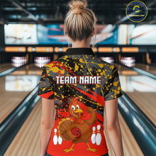 Load image into Gallery viewer, Red Funny Turkey Bowling Team Shirt for Women Bowling Jersey Thanksgiving Bowling Outfit QZT776