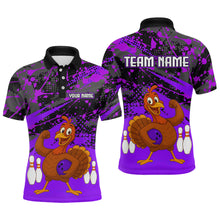 Load image into Gallery viewer, Purple Funny Turkey Bowling Team Shirt for Men Bowling Jersey Thanksgiving Bowling Outfit QZT776