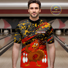 Load image into Gallery viewer, Red Funny Turkey Bowling Team Shirt for Men Bowling Jersey Thanksgiving Bowling Outfit QZT776