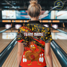 Load image into Gallery viewer, Red Funny Turkey Bowling Team Shirt for Women Bowling Jersey Thanksgiving Bowling Outfit QZT776