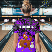 Load image into Gallery viewer, Purple Funny Turkey Bowling Team Shirt for Women Bowling Jersey Thanksgiving Bowling Outfit QZT776
