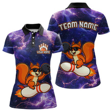 Load image into Gallery viewer, Custom Thunder Lightning Funny Squirrel Bowling Shirt Polo &amp; 1/4 Zip Bowling Jersey Bowling Outfit for Women QZT777