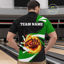 Load image into Gallery viewer, Personalized Green Flame Demon Hand Bowling Shirt for Men Bowling Outfit Polo &amp; Quarter-Zip Bowling Jersey QZT867