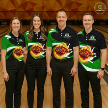 Load image into Gallery viewer, Personalized Green Flame Demon Hand Bowling Shirt for Men Bowling Outfit Polo &amp; Quarter-Zip Bowling Jersey QZT867