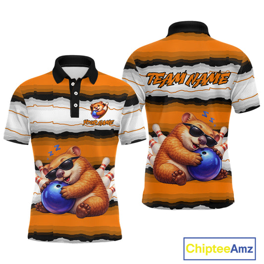 Custom Orange Wombat Bowling Shirt for Men Bowling League Jersey Polo & 1/4-Zip Bowling Outfit QZT925