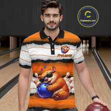 Load image into Gallery viewer, Custom Orange Wombat Bowling Shirt for Men Bowling League Jersey Polo &amp; 1/4-Zip Bowling Outfit QZT925