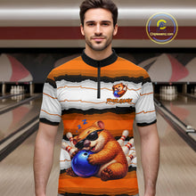 Load image into Gallery viewer, Custom Orange Wombat Bowling Shirt for Men Bowling League Jersey Polo &amp; 1/4-Zip Bowling Outfit QZT925