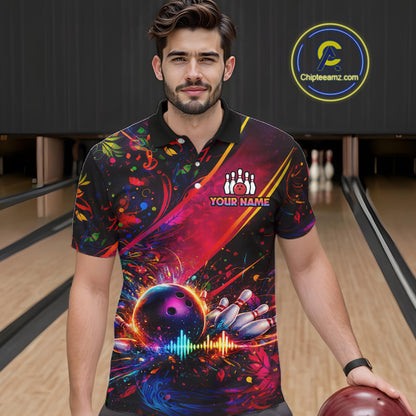 Custom Retro Music Bowling Shirt for Men Bowling Jersey Polo & 1/4-Zip Bowling Tournament QZT954