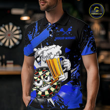 Load image into Gallery viewer, Funny Blue Beer Dartboard Team Shirt for Men Custom Dart Jersey Polo &amp; Quarter-Zip Dart Outfit DHT40