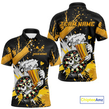 Load image into Gallery viewer, Funny Yellow Beer Dartboard Team Shirt for Men Custom Dart Jersey Polo &amp; Quarter-Zip Dart Outfit DHT40