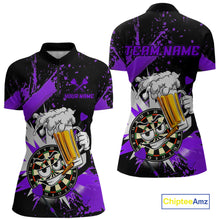 Load image into Gallery viewer, Funny Purple Beer Dartboard Team Shirt for Women Custom Dart Jersey Polo &amp; Quarter-Zip Dart Outfit DHT40