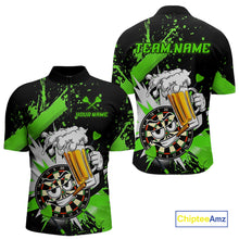 Load image into Gallery viewer, Funny Green Beer Dartboard Team Shirt for Men Custom Dart Jersey Polo &amp; Quarter-Zip Dart Outfit DHT40
