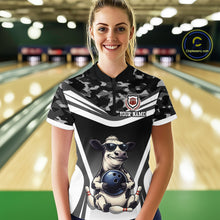 Load image into Gallery viewer, Custom Funny Cow Bowling Shirt for Women Camo Bowling League Jersey Polo &amp; Quarter-Zip QZT871
