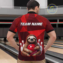 Load image into Gallery viewer, Red Funny Sloth Bowling Shirt for Men Custom Bowling Jersey Polo &amp; Quarter-Zip Bowling Outfit QZT995