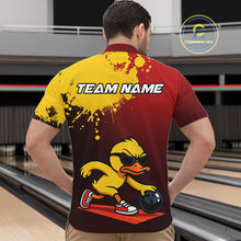 Load image into Gallery viewer, Custom Funny Duck Bowling Shirt for Men Red &amp; Yellow Bowling Jersey Polo &amp; 1/4 Zip QZT791