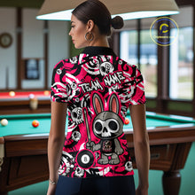Load image into Gallery viewer, Custom Pink Skull Bunny Billiard Shirt for Women Gothic Billiard Team Jersey Polo &amp; Quarter-Zip BHT30