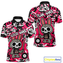 Load image into Gallery viewer, Custom Pink Skull Bunny Billiard Shirt for Men Gothic Billiard Team Jersey Polo &amp; Quarter-Zip BHT30