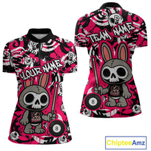 Load image into Gallery viewer, Custom Pink Skull Bunny Billiard Shirt for Women Gothic Billiard Team Jersey Polo &amp; Quarter-Zip BHT30