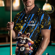 Load image into Gallery viewer, Custom Ugly Raccoon 8 Ball Billiard Shirts for Men Billiard Team Jersey Polo &amp; 1/4 Zip Pool Shirt BHT31