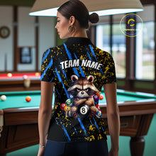 Load image into Gallery viewer, Custom Ugly Raccoon 8 Ball Billiard Shirts for Women Billiard Team Jersey Polo &amp; 1/4 Zip Pool Shirt BHT31