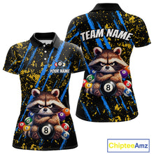 Load image into Gallery viewer, Custom Ugly Raccoon 8 Ball Billiard Shirts for Women Billiard Team Jersey Polo &amp; 1/4 Zip Pool Shirt BHT31