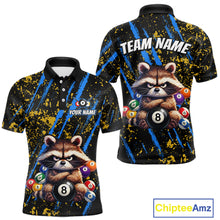 Load image into Gallery viewer, Custom Ugly Raccoon 8 Ball Billiard Shirts for Men Billiard Team Jersey Polo &amp; 1/4 Zip Pool Shirt BHT31