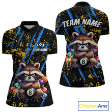 Load image into Gallery viewer, Custom Ugly Raccoon 8 Ball Billiard Shirts for Women Billiard Team Jersey Polo &amp; 1/4 Zip Pool Shirt BHT31