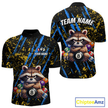 Load image into Gallery viewer, Custom Ugly Raccoon 8 Ball Billiard Shirts for Men Billiard Team Jersey Polo &amp; 1/4 Zip Pool Shirt BHT31