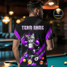 Load image into Gallery viewer, Custom Funny Purple Cat 8 Ball Billiard Shirts for Men Billiard Team Jersey Polo &amp; 1/4 Zip Pool Shirt BHT32