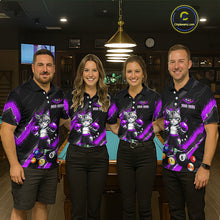 Load image into Gallery viewer, Custom Funny Purple Cat 8 Ball Billiard Shirts for Men Billiard Team Jersey Polo &amp; 1/4 Zip Pool Shirt BHT32