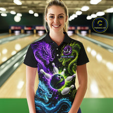 Load image into Gallery viewer, Multicolor Dragon Bowling Shirt for Women Custom Bowling Jersey Polo &amp; 1/4-Zip QZT1051