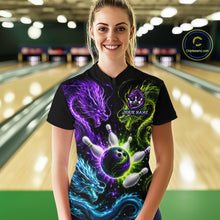 Load image into Gallery viewer, Multicolor Dragon Bowling Shirt for Women Custom Bowling Jersey Polo &amp; 1/4-Zip QZT1051