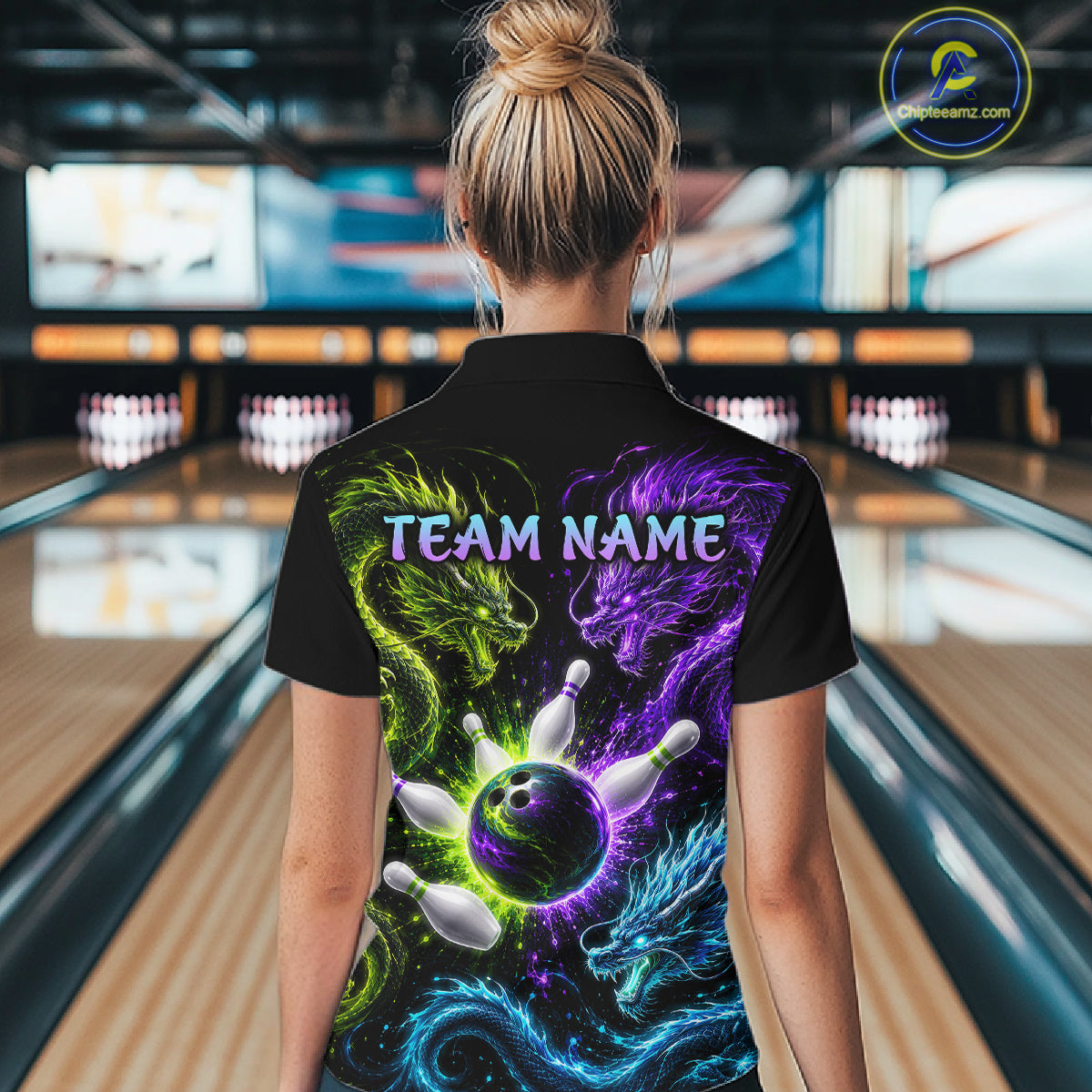 Multicolor Dragon Bowling Shirt for Women Custom Bowling Jersey Polo & 1/4-Zip QZT1051
