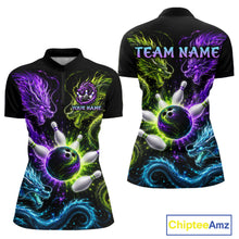 Load image into Gallery viewer, Multicolor Dragon Bowling Shirt for Women Custom Bowling Jersey Polo &amp; 1/4-Zip QZT1051