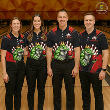 Load image into Gallery viewer, Custom Funny Red Crocodile Bowling Shirt Alligator Bowling Jersey for Men Polo &amp; 1/4 Zip QZT823