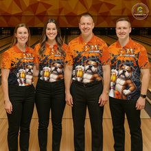 Load image into Gallery viewer, Orange Bull Dog &amp; Beer Bowling Shirt for Men Custom Bowling Team Jersey Bowling Outfit QZT998