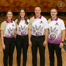 Load image into Gallery viewer, Custom Rhinestone Bowling Shirt for Women Gradient Bowling Team Jersey Polo &amp; Quarter-Zip Bowling Outfit QZT965