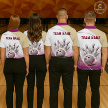 Load image into Gallery viewer, Custom Rhinestone Bowling Shirt for Women Gradient Bowling Team Jersey Polo &amp; Quarter-Zip Bowling Outfit QZT965