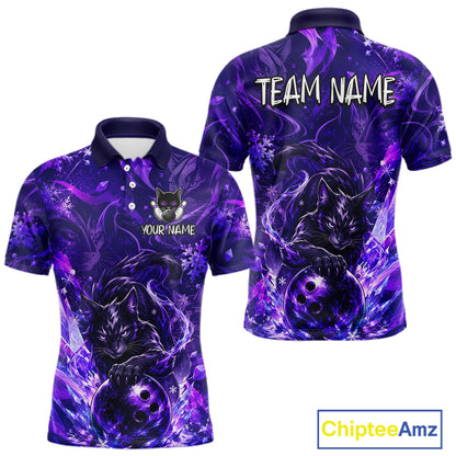 Custom Purple Cat Bowling Team Shirt Bowling Jersey League for Men  Polo & Quarter-Zip QZT1053