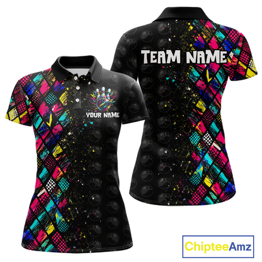 Colorful polo shirt with customizable text on a white background