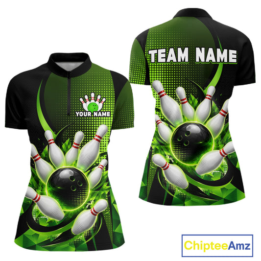 Bowling-themed sports jersey with customizable text on a white background
